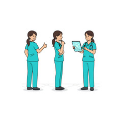 Female Medical Professionals in Teal Scrubs.