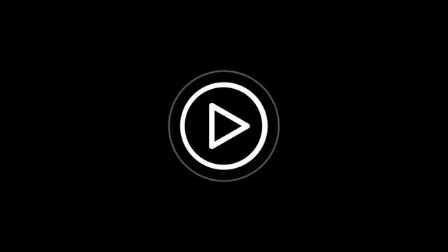 Minimalist white video play button icon on a black background