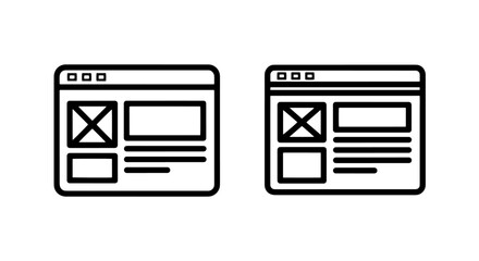 Two website window interface icons showing mockups of web page layouts with content placeholders.