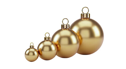 Four Golden Christmas Ornaments of Varying Sizes