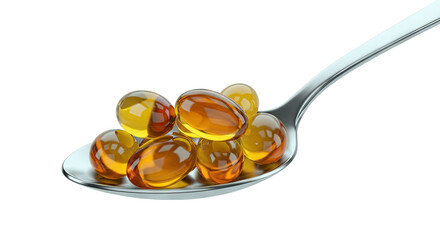 Amber Gel Capsules on a Spoon