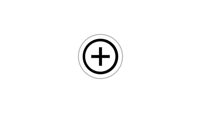 Minimalist black plus sign icon inside a circle white background