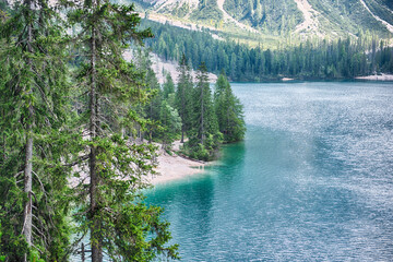 The iconic Lake Braies, Dolomites, South Tyrol, Italy