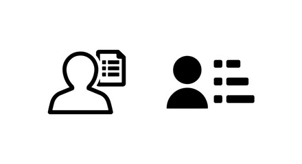 Icons showing a person and document, person and list for user information
