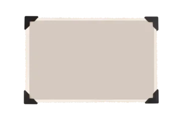 Fotobehang Vintage Old Blank Photo Paper Frame with Corners Isolated on White and Png Transparent Background  © fotoyou