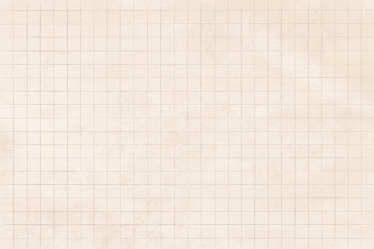 Vintage beige grid paper texture background, old worn notebook sheet pattern