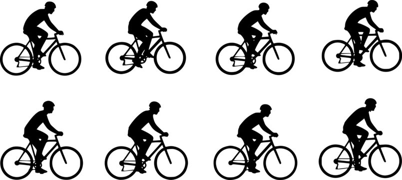 Vector illustration silhouette of a person riding a bicycle
