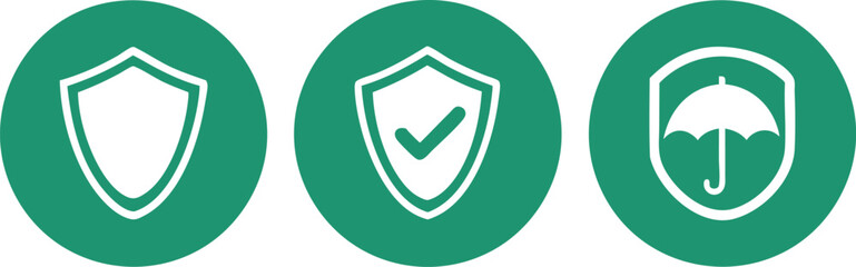 Shields of Security: Three elegant shields, symbolizing protection, are presented on a vibrant green backdrop, evoking a sense of security and trust.