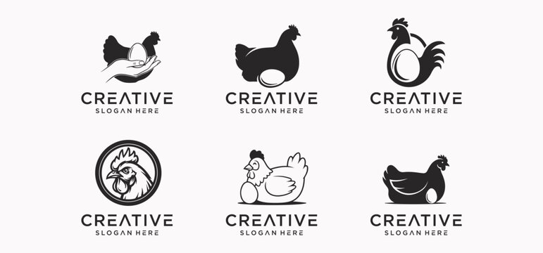 Modern Chicken Farming logo in the countryside, chicken egg farmer logo.