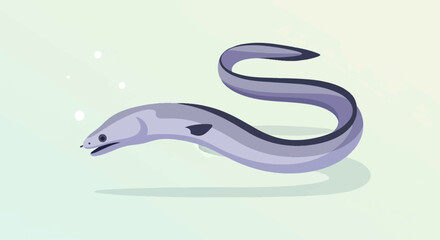 Obraz premium A purple eel gracefully swims through light blue, green, and yellow gradient water