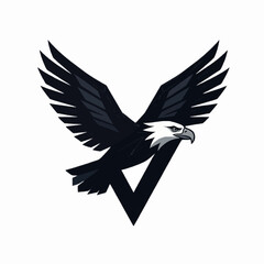 Fototapeta premium Majestic Eagle Mascot Logo Illustration, Flying Bird of Prey Vector, Wild Falcon Portrait for Branding and E-sports