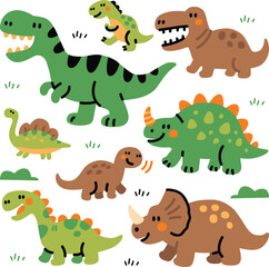 Adorable Cartoon Dinosaurs Set for Children's Projects © atap