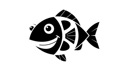 Black fish icon isolated on transparent background