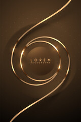 Golden circle lines frame on brown backgound