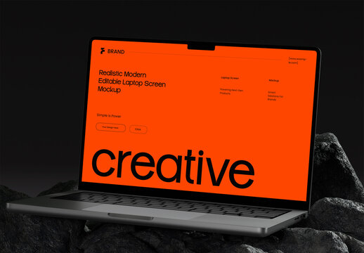 Laptop Device Mockup on Stone