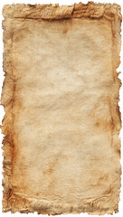 Aged parchment scroll, rectangular with textured edges and stains. Ready for inscription