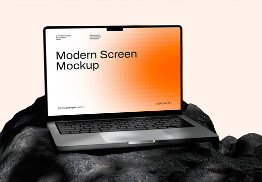 Laptop Mockup with Stones