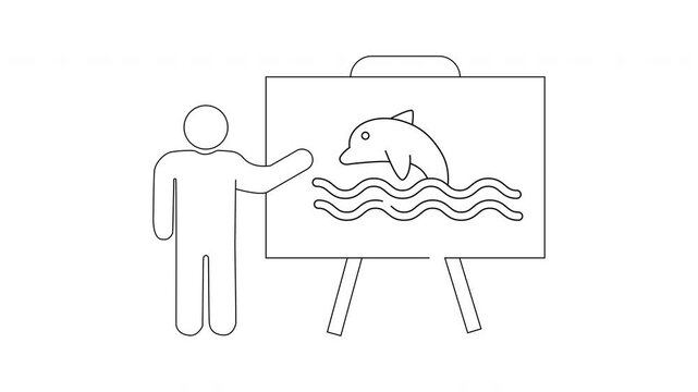 Dolphin Presentation - Educational Illustration of Marine Life.