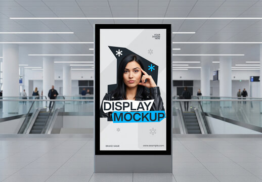 Indoor Digital Display Stand Mockup