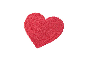 Obraz premium Red Felt Heart Shape with Scalloped Edge Isolated on Transparent Background Cutout Element Digital Design Asset