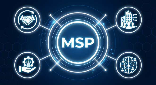 MSP acronym, managed service provider concept, A managed service provider is a third party company that remotely manages a customer's information. new msp
