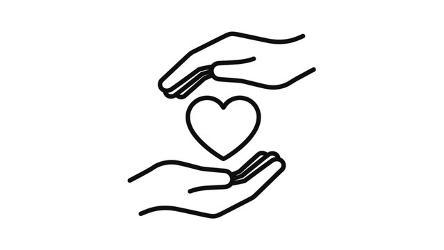 Hands holding a heart symbol.