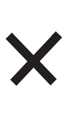 Obraz premium Minimalist black X cross symbol on white background for bold design use.