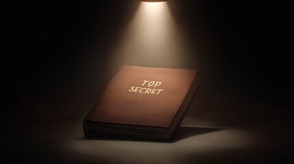 Mystical Top Secret Book Illuminated in Dim Light with Intriguing Shadows and Textural Depth