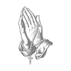Praying Hands with Rosary and Cross