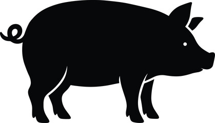 Fototapeta premium Pig Silhouette Isolated on Transparent Background