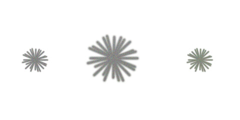 A collection of three colorful fireworks displays isolated on transparent background