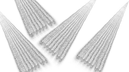 A cluster of delicate white feathers scattered in various directions isolated on transparent background