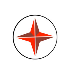 red flat illustration compass icon. 