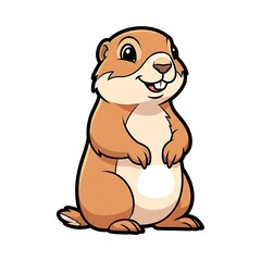 Obraz premium Happy Cartoon Squirrel Standing on Hind Legs.