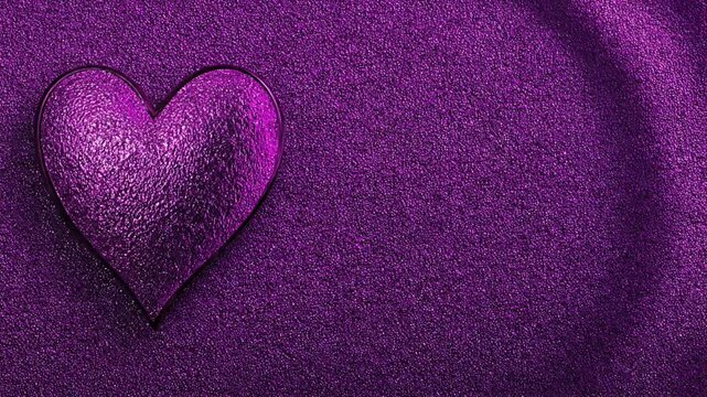 A purple heart symbol on a textured background viewed from a straight-on perspective with soft folds