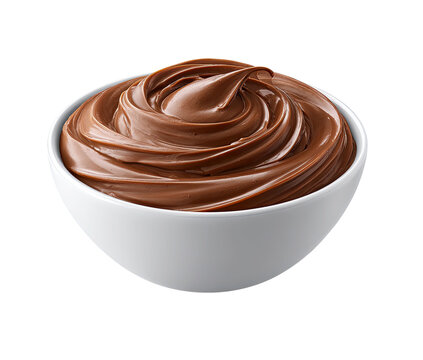 Chocolate Spread Swirl in Bowl Isolated on Transparent Background