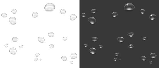 Realistic water drops. PNG drops, condensation on the window, transparent water drop. Abstract water drops, bubbles on transparent background, digital liquid design, Stock royalty free	