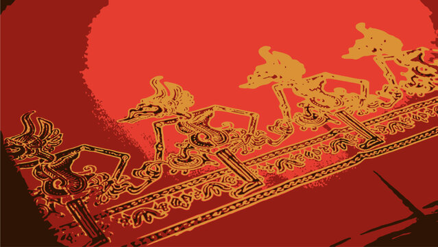 Ancient gold horse racing pattern vector illustration