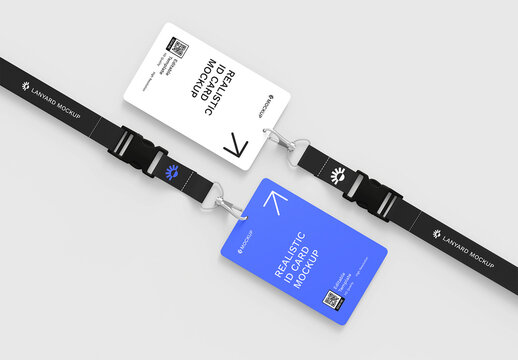 Two ID Card Badge Mockup Template