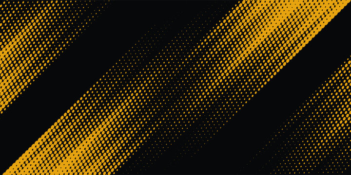 Dots pop art comics sport style vector illustration. Dots halftone yellow and black color pattern gradient grunge texture dots sport