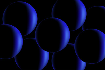 Abstract Blue 3D Spheres on Black Background