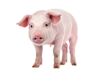 Young domestic pig standing, looking at camera