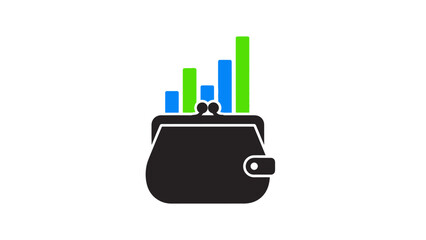 Obraz premium Black Pouch with Rising Bar Graph.