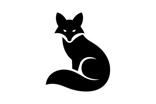 A minimalist black fox silhouette icon on a white background