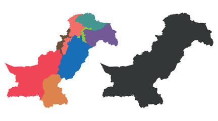 Fototapeta premium pakistan country map multicolors and black color vector design on white background
