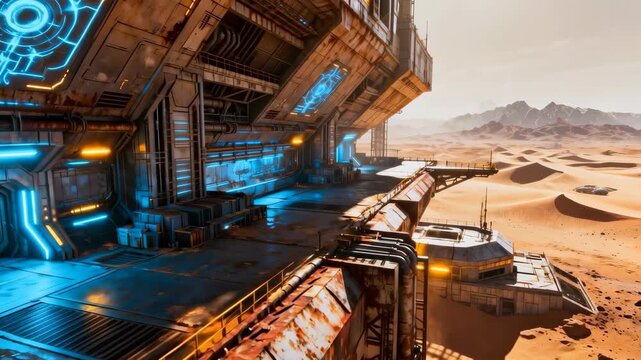 An industrial facility or a scientific base on a desert alien planet