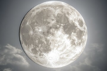 Obraz premium Full moon shines bright in the night sky over the clouds during evening hours
