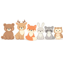 Fototapeta premium Cute animal characters collection for kids' designs