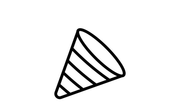 This line animated icon showing a cap throwing confetti streamers