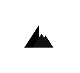 A dark gray, stylized mountain silhouette against a solid black background